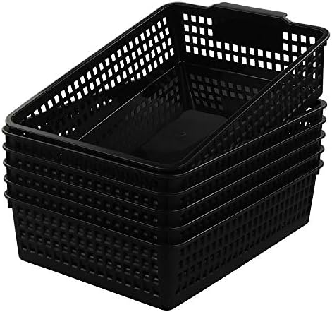 Begale 6-Pack Desktop Storage Basket para material de escritório, arquivo, carta e organizador de documentos, preto