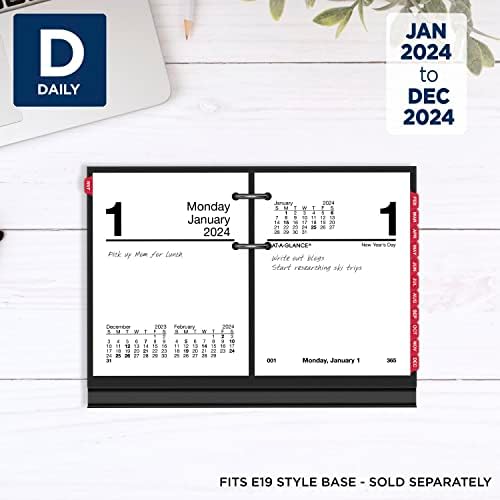 AT-A-GLANCE 2024 Daily Desk Calendar Recil, 3 x 3-3/4, mini, folhas soltas