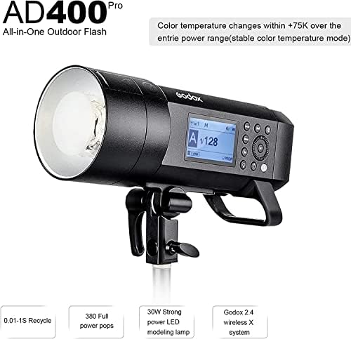 GODOX AD400 PRO AD400PRO Flash com 2,8mLight Stand+Sandbag W/GODOX 60 * 60 Cm SoftBox com grade GN72 TTL Monolight, 1/8000 HSS Outdoor