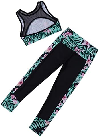 Huimingda Girls Girls Bra Crop Top Athletic Leggings Duas peças Principais esportes de dança Roupas de fitness Yoga Fitness Tracksuit Summer Lily Pink B 6