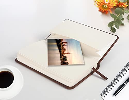Superbowell A6 Notebook de capa dura, 2 pacotes de bolso, fechamento elástico, um marcador, bolso expansível, diário liso/em branco marrom, papel espesso à prova de tinta de 100gsm, 180 páginas, 3,7 x 6,1.