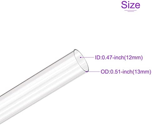 Dmiotech 2pack ID 12mm od 13m, 0,5m Comprimento do tubo de plástico transparente PVC Tubo redondo duro para tubo de água