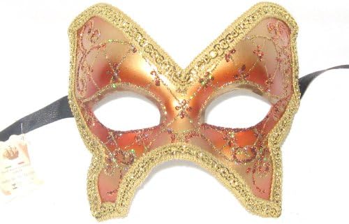 Pêssego glitter farfallina cetim máscara veneziana