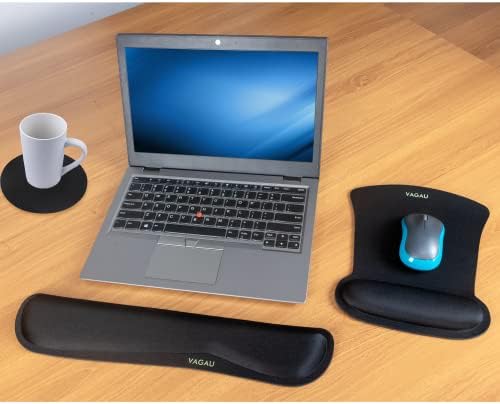 Vagau Premium Premium Teclado Rest e suporte do pulso do mouse, espuma de memória ergonômica Conjunto para Office, Laptop, Mac, Computador e Jogos, Durável, Digitação Confortável e Alívio da Dor do Sulso