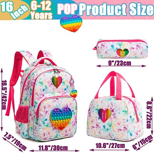 Meetbelify Backpack for Girls Kids Mochilas para estudante de pré -escola no ensino fundamental com lanchonete Case 3 em 1 bookbag para meninas para a escola