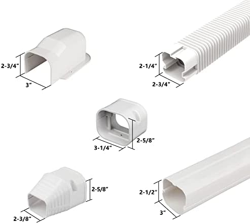 LBG Produtos PVC Kit de tampa de linha decorativa PVC 3 W 9ft para sistemas centrais de bomba de AC e calor, Mini Split ar condicionado sem duto