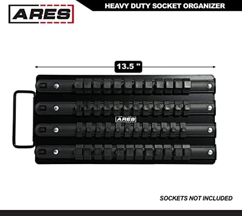 Ares 60001-48 Black Socket Black Socket Organizer Bandey-o porta-soquete profissional pode transportar soquetes de unidade de 1/4 de