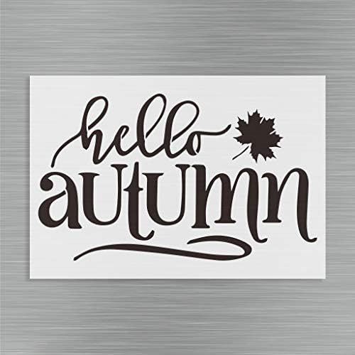 Olá estêncil de outono, estêncils alfabeta para pintar nas paredes de madeira, fácil de usar estêncil de letra grande, projeto