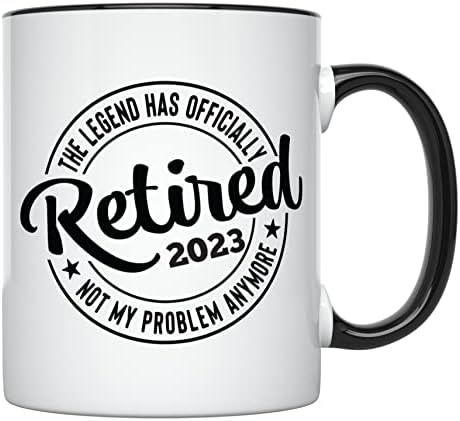 Younique Designs The Legend tem caneca aposentada, 11 onças, caneca de café com humor de aposentadoria para homens e