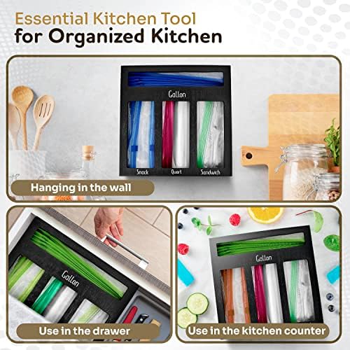 Organizador Ziploc-Ziploc Saco de saco-ziplock Sagre Organizador compatível com galão, quart, sanduíche e snackbags-Baggie Organizador