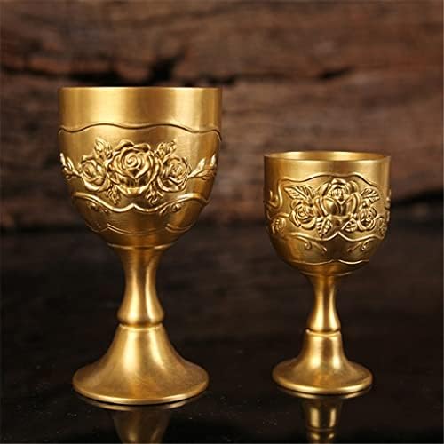 N/A Brass Mini Wine Glass Relief Vodka Goblet 100ml 50ml Spirits Cup Gold Gold Ancient Tumbler Decoração de casamento portátil