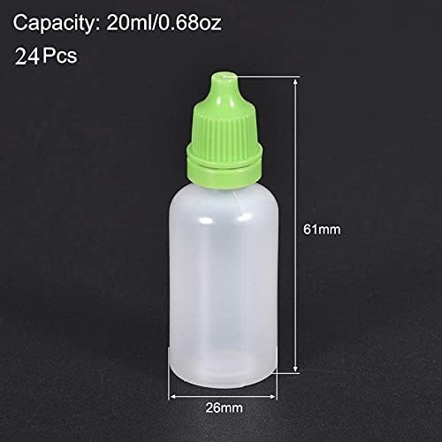 OFOWIN [24 PCS Garraco de conta-gotas de plástico, 20 ml / 0,68 oz de garrafas de gota de boca pequena com tampa branca com