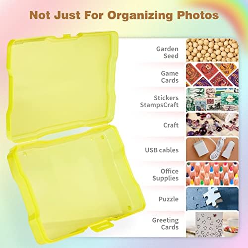 Caixas de armazenamento de fotos Popufun para imagens de 4x6 polegadas, 16 casos de fotos internos organizadores de sementes, arco -íris