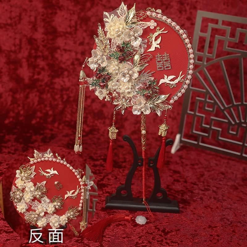 Ycfbh vintage fãs de casamento chinês chinês fãs de mão tradicional fãs de borla vermelha