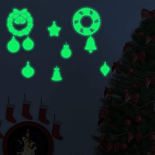 Toyandona Christmas Fluorescent Wall Stick Glow in the Dark Wreath Jingle Bell adesivo Decalques da janela do teto