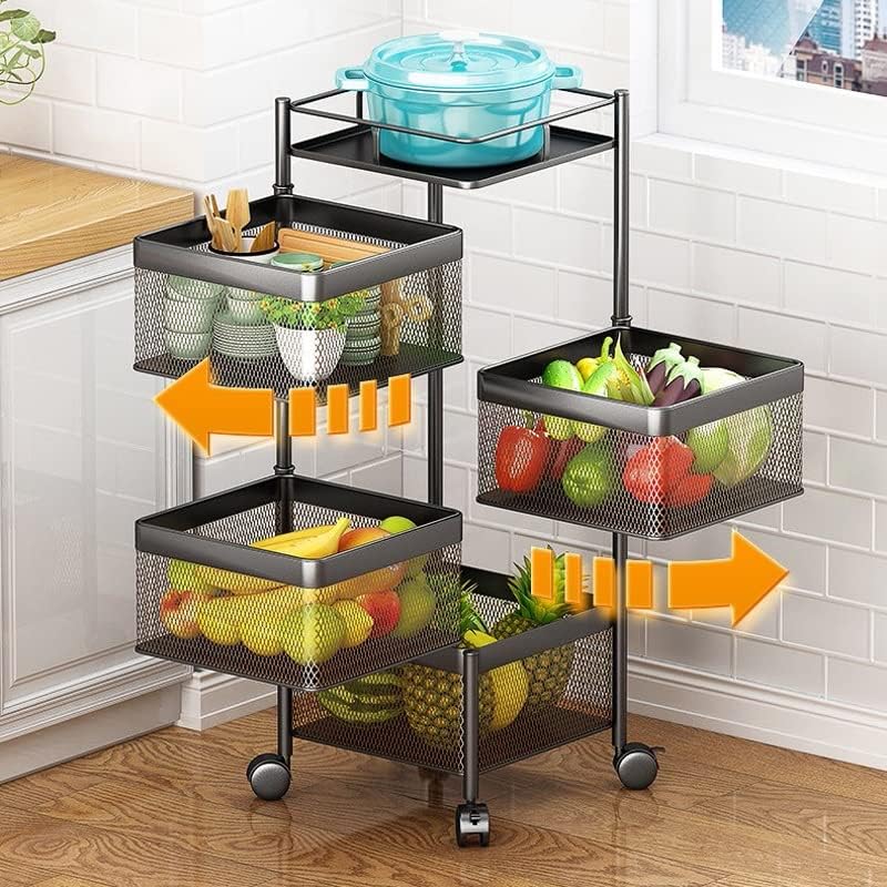 N/A Multi-camada de camada de cozinha rack de armazenamento vegetal e cesta de frutas carrinho de rack de armazenamento de