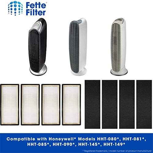 Filtro Fette-Filtro de purificador de ar compatível com o filtro de substituição de purificador de ar Honeywell Hepaclean Pacote C de 4 Hepa + 4 pré-filtros para modelos HHT-080, HHT-081, HHT-085, HHT-090, HHT-145, HHT-49,