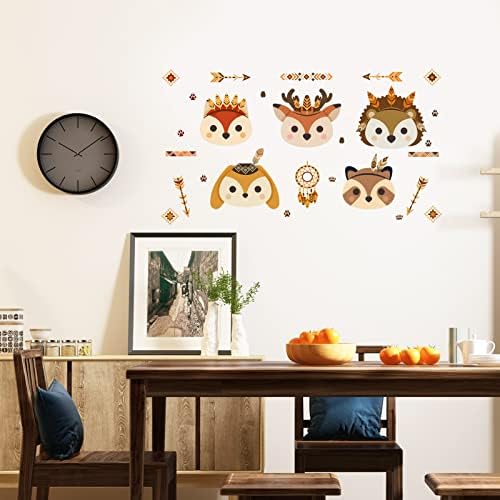 Adesivos de parede de animais de desenho animado, decalques de parede descascados e bastões, adesivos removíveis de parede de