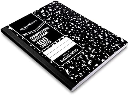 Notebook de composição governou o Basics College, 100 folhas, preto de mármore, 4-pacote