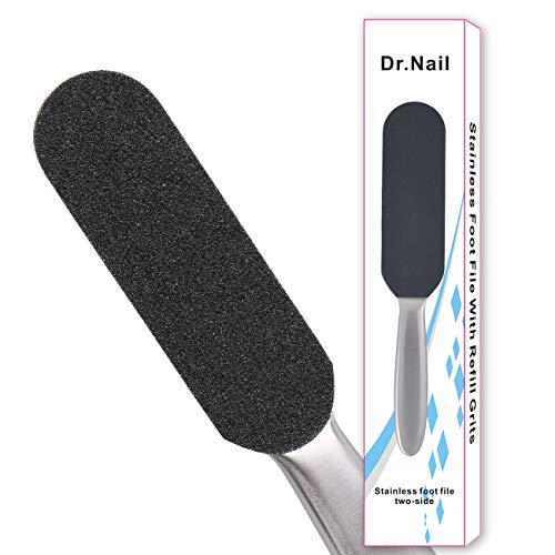 Dr.Nail Pedicure Professional Pedicure Aço inoxidável Arquivo de pé reutilizável Removedor de calos de dupla face