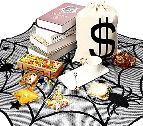 Vedran Halloween 40 Redonda de toalha de mesa, toalha de mesa de bordado de renda com a teia de aranha preta para decorações de festas em casa da mesa de halloween