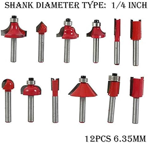 Conjunto de bits de roteador de 1/4 de shank, bits de carpintaria de tungstênio de carboneto, ferramenta de madeira, variedade