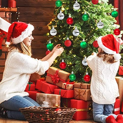 Ornamentos de bola de Natal vermelhos e verdes de 30ct para a árvore de Natal - 6 ornamentos de árvore de estilo decorações de 2,4