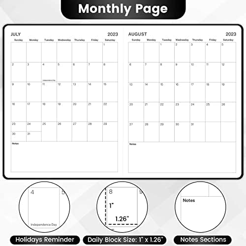 Planejador 2023-2024-julho de 2023-junho 2024, 2023-2024 Planejador semanal e mensal, 8 x 10, Planejador Acadêmico 2023-2024 com página de anota