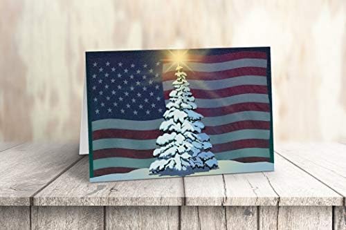 Stonehouse Collection American Flag Cartão de Natal - 18 Cartões de Natal patrióticos envelopes - EUA Cartões de férias