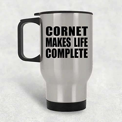 Designsify Cornet torna a vida completa, caneca de viagens de prata 14oz de aço inoxidável em aço inoxidável, presentes para aniversário de aniversário de Natal dos pais do dia das mães do Dia das Mães