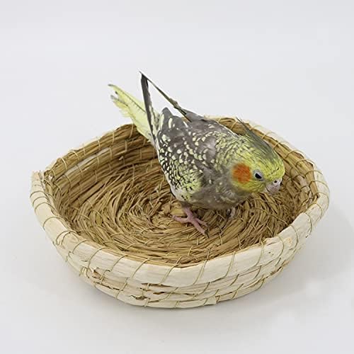 Qleev Bird Nest Straw Parrot Cage Natural Birdhouse ， Grass Bird Bird Hut aconchegante Pássaro de repouso Local de pássaro