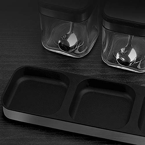 Walnuta Glass Temue Wason Suary Jar Combinação de 3 peças Pote de tempero doméstico, panela de tempero com tampa de aço inoxidável