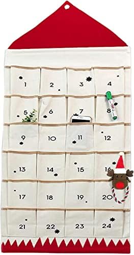 Calendário do Advento de Natal de Kydco com bolsos, calendário de contagem reutilizável de 24 dias de contagem reutilizável