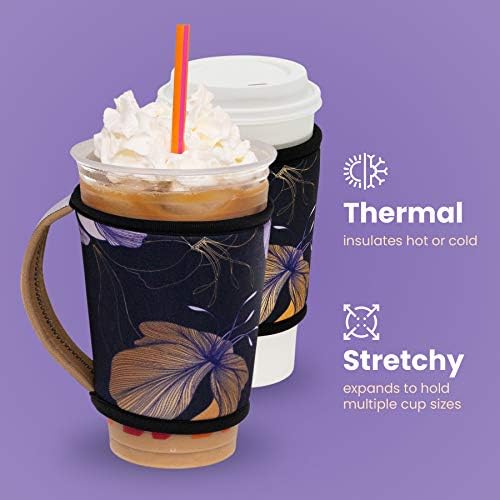 Gocuff Hot and Iced Coffee Cup de mangas sem fundo reutilizadas isolador de neoprene com alça para bebidas frias e quentes Coozies para