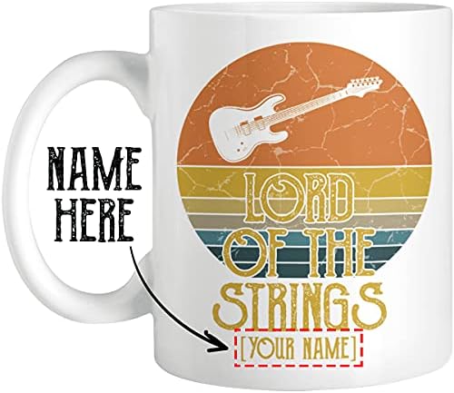 The Tea and Coffee House Personalizou Lord of Strings Caneca, caneca de cerâmica personalizada para amante de guitarra, besties