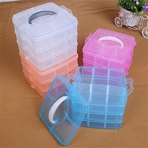 Caixa de armazenamento portátil de três camadas de três camadas de três camadas Caixa de armazenamento Clear Plastic Plastic Ajusta Organizador de contêiner de jóias 30JY10 -