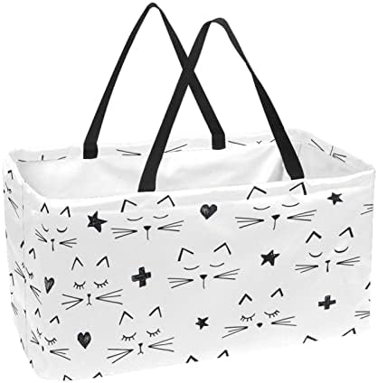 Gatos reutilizáveis ​​de cestas de compras imprimem portátil Picnic Grocery Bags Basket Shopp