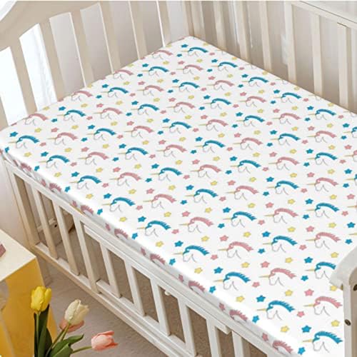 Pastel com tema de mini folhas de berço, lençóis portáteis de mini berço de berço de cama de colchão de colchão de menino ou garotinha