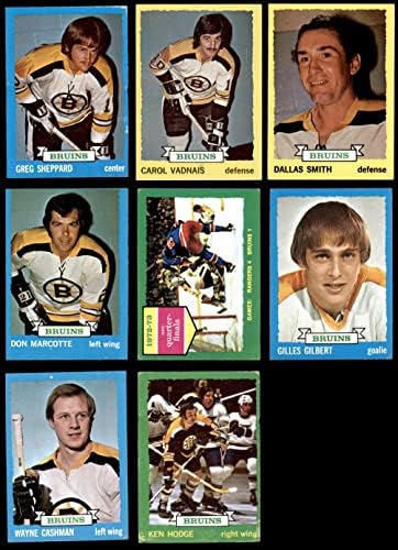 1973-74 Topps Boston Bruins, perto da equipe, colocou o Boston Bruins VG Bruins