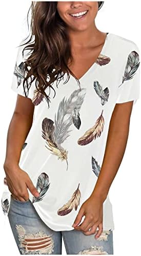 Camisa de blusa de algodão para mulheres de verão outono de manga curta 2023 Deep v pescoço gráfico impressão floral blusa casual