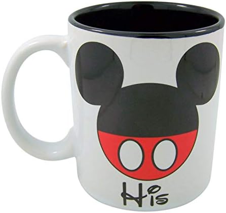 Needzo Disney His e dela Mickey e Minnie Mouse Couples Coffee Canect Cup, conjunto de 2