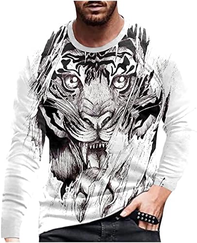 Camisetas de tigre para homens 3D Impressa Wild Animal Face Face Sleeve Men's Tee Novelty Tees Graphic com desenhos legais