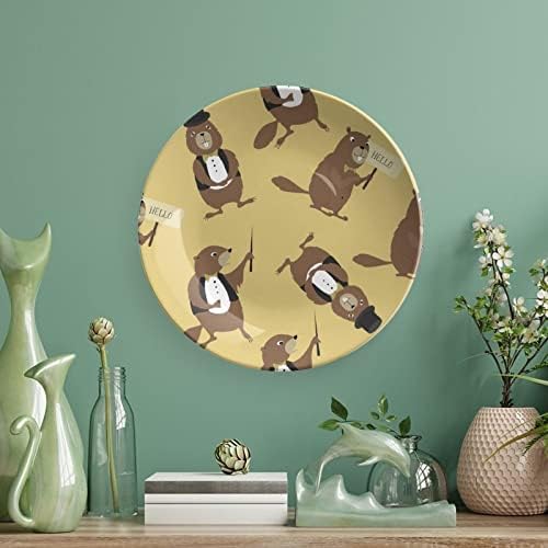 Adorável marmot cavalheiros ossos engraçados porcelana de placas decorativas de placas redondas Craft off off with stand para