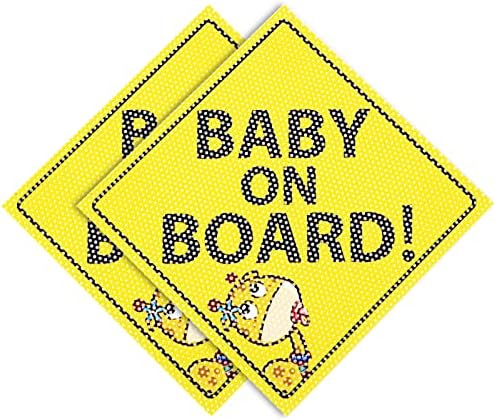 Baby Ghokfit A bordo do adesivo para carros - 3 pacote 5 x 5 - Design transparente claro para reversão - adesivo de carro de bebê amarelo brilhante - sem sucção de copos ou ímãs necessários