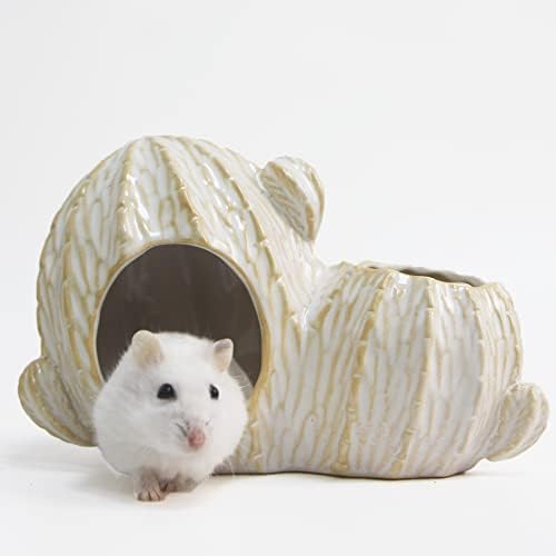 Zhilishu Ceramic Hamster Handster, casa de hamster anão com portas duplas Síria Hamster Hut Hitat Decor, Anti Bite Hideaway