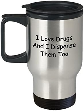 Drug Lord Coffee Travel canem melhor engraçado exclusivo farmácia de farmácia Técnico de chá de chá Perfeito para homens mulheres eu amo drogas e eu as dispenso também