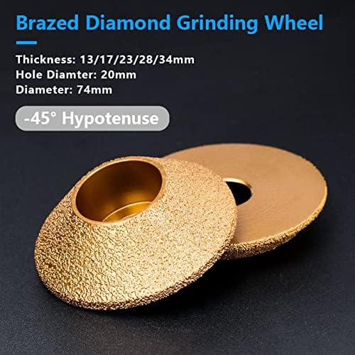 NESHO 45 graus hipotenuse Bolding Disc Disc Bore de 20 mm de diâmetro de diamante Brasiled Roda de ajuste de ajuste Grinder 3 polegadas