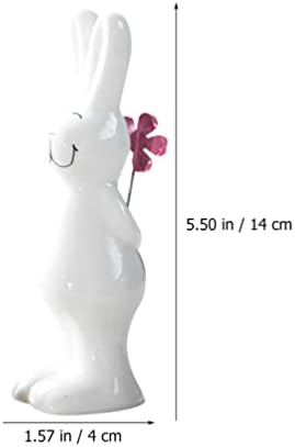 Figuras de coelho de coelho cerâmica PretyZoom 3pcs porcelaning Eater Bunny Figuras Sorrindo Estátua Modelo de Estátua Toy