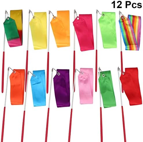 12pcs Arte rítmica ginástica fitas coloridas crianças coloridas dançando streamers ribbon crianças treinamento de talentos