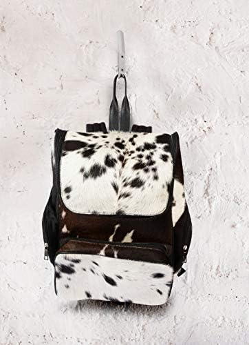 Bolsa de fraldas de spazeup - Cabelo de mochila de couro na mochila marrom e branca Mochila Bag de ombro marrom escuro e branco